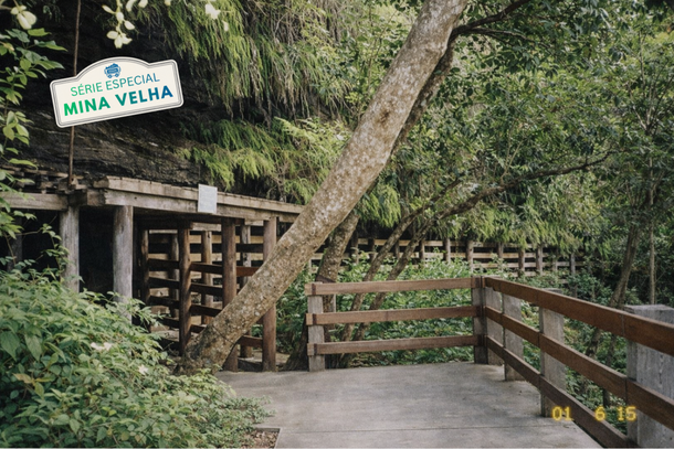 Imagem restaurada da entrada da mina, Parque Ecol&oacute;gico Mina Velha.
