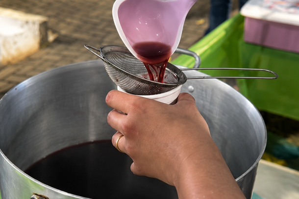Al&eacute;m dos shows, o p&uacute;blico aproveita comidas e bebidas t&iacute;picas na festa.