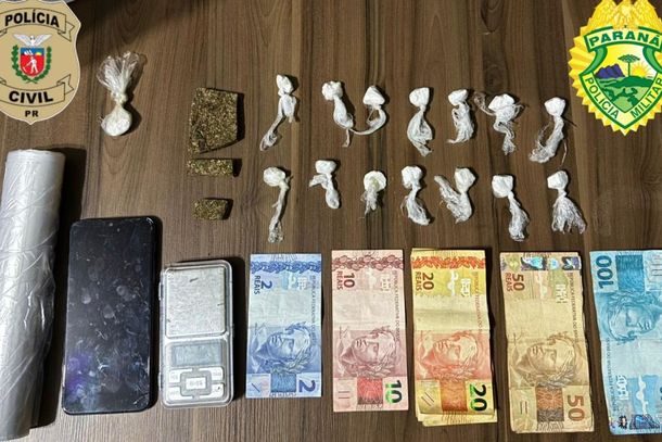 Drogas, dinheiro e materiais utilizados no tr&aacute;fico foram apreendidos durante a&ccedil;&atilde;o integrada em Japira.