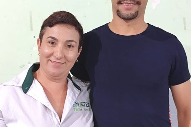 Maria Fernanda e Leandro durante o evento