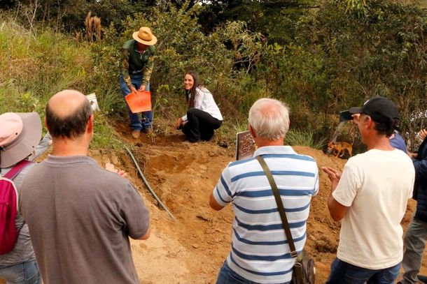 Santuza e H&eacute;lio plantam uma muda de copa&iacute;ba, uma &aacute;rvore nativa da Am&eacute;rica do Sul &mdash; especialmente da Amaz&ocirc;nia &mdash; conhecida tanto por sua madeira quanto por seu &oacute;leo-resina medicinal, chamado de &oacute;leo de copa&iacute;ba