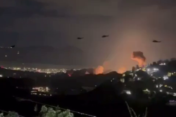 Avi&otilde;es dos Estados Unidos invadem e borbedeam Caracas, a capital da Venezuela