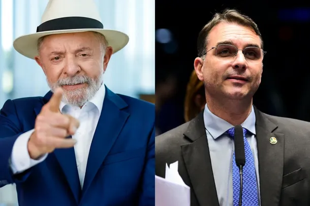Lula e Fl&aacute;vio Bolsonaro, os principais candidatos das Elei&ccedil;&otilde;es 2026.