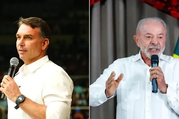 Fl&aacute;vio Bolsonaro (PL) e Lula (PT)