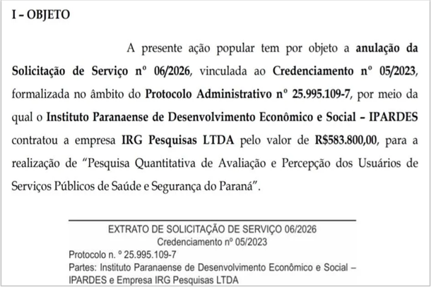Documento protocolado na Justi&ccedil;a pede suspens&atilde;o de contrato e apresenta&ccedil;&atilde;o de esclarecimentos.