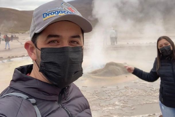 Casal tamb&eacute;m passou pelos G&ecirc;iseres de Tatio, maior campo geot&eacute;rmico do Hemisf&eacute;rio Sul.