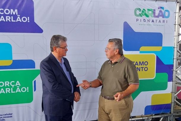 Prefeito de Mirassol, Edson Antonio Ermenegildo, e o Deputado Estadual, Carl&atilde;o Pignatari, em Votuporanga