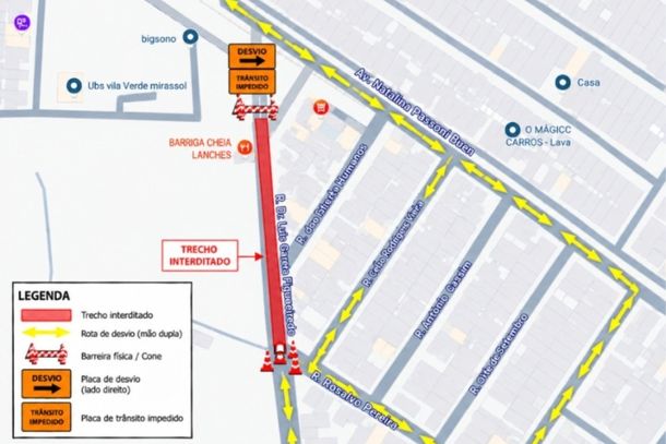 Obras de drenagem v&atilde;o alterar tr&acirc;nsito em rua pr&oacute;xima &agrave; UBS Vila Verde, em Mirassol