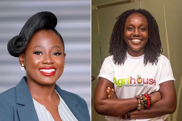 &Agrave; esquerda, Pearl Gborglah, &agrave; direita Alberta Nana Akyaa Akosa