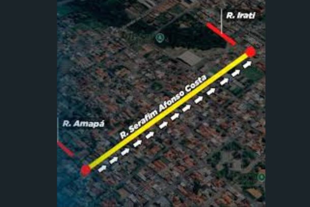 Rua Serafim Afonso Costa ter&aacute; sentido &uacute;nico a partir de ter&ccedil;a-feira em Paranava&iacute;