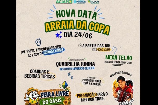 Evento que seria realizado nesta sexta-feira (19) foi remarcado para a pr&oacute;xima quarta-feira (24), mantendo a mesma programa&ccedil;&atilde;o e hor&aacute;rio.