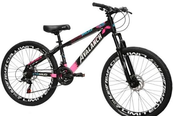 A bicicleta furtada &eacute; da marca Avalanche, aro 26, de cor preta com detalhes em rosa.