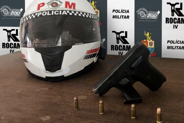 Arma apreendida pela PM durante a&ccedil;&atilde;o