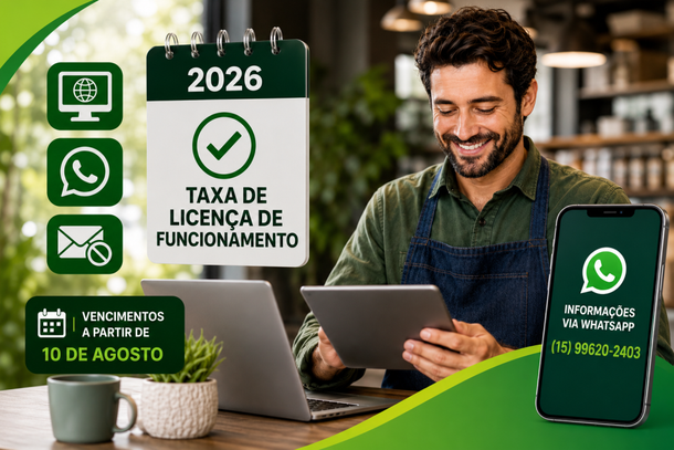 Empres&aacute;rios e comerciantes j&aacute; podem emitir a TLF 2026 em Porangaba. Os vencimentos come&ccedil;am a partir de 10 de agosto.