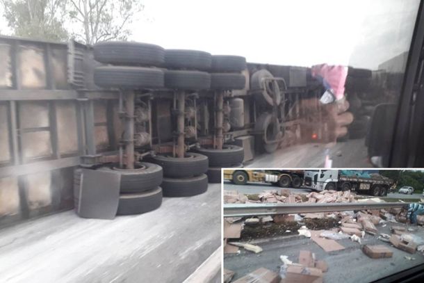 PRF e Bombeiros atenderam tombamento e inc&ecirc;ndio de carretas, al&eacute;m de Land Rover que pegou fogo na pista 