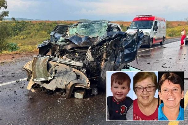 Gabriel, Maria Ant&ocirc;nia e Marilda morreram ap&oacute;s o Hyundai Creta em que estavam colidir com um caminh&atilde;o-ba&uacute; no km 509 da BR-146, em Guaxup&eacute;