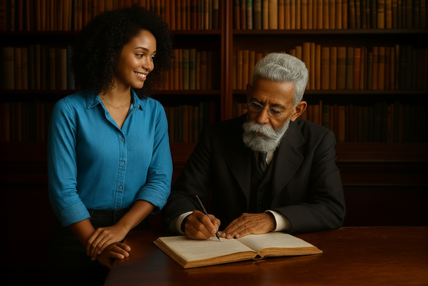 Na plataforma, os docentes interagem com personalidades hist&oacute;ricas como Machado de Assis