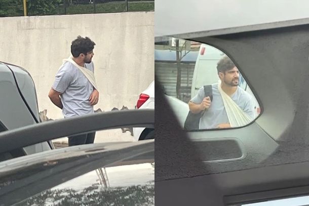 Ator Caio Castro &eacute; visto gravando cena em hospital de Rio das Pedras