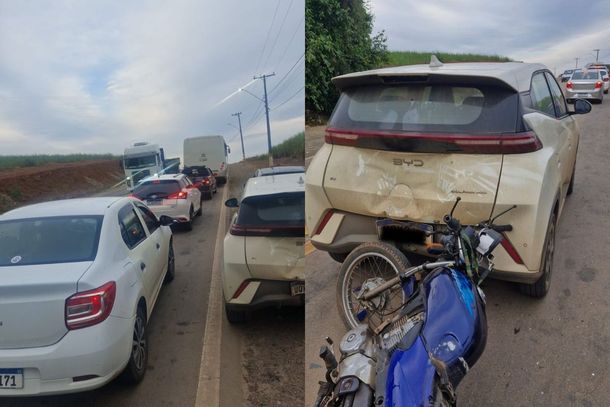 Dois acidentes s&atilde;o registrados na Rodovia J&uacute;lio Ant&ocirc;nio Basso; motociclista fica ferido