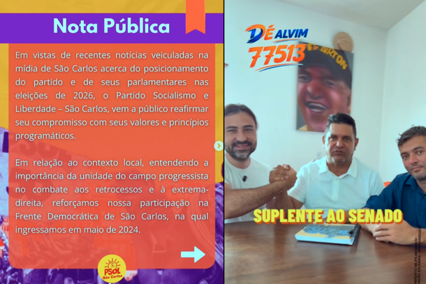 A nota p&uacute;blica do PSOL ao lado do v&iacute;deo das redes