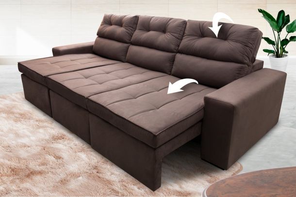 Sof&aacute; Retratil e Reclinavel Toquio de 2.70 metros de R$2.490 por R$1.990. Oferta v&aacute;lida enquanto durarem os estoques