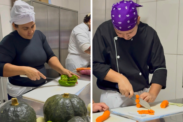 A atividade foi marcada pela troca de experi&ecirc;ncias entre estudantes e cozinheiras, aproximando o conhecimento da sala de aula com a rotina da cozinha