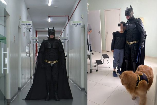 Empres&aacute;rio se veste de Batman para levar alegria a pacientes em Canoinhas