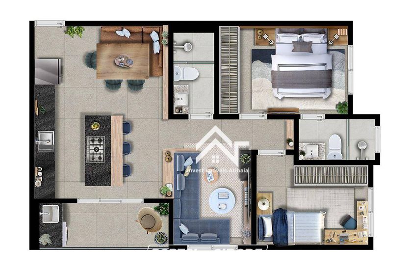 Apartamento &agrave; venda - 66m&sup2; - Atibaia Jardim