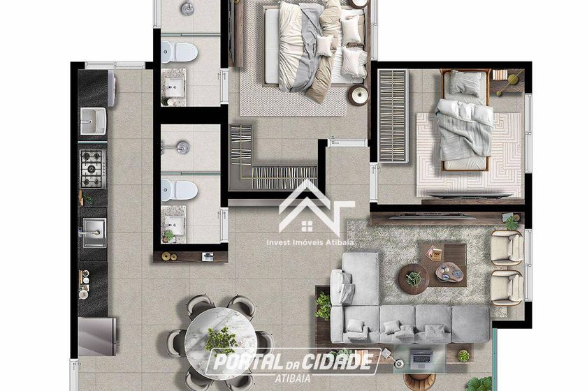 Apartamento &agrave; venda - 69m&sup2; - Atibaia Jardim