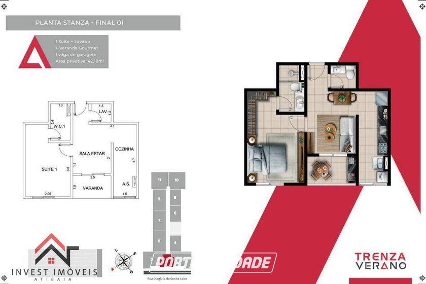Apartamento &agrave; venda - 44m&sup2; - Atibaia Jardim