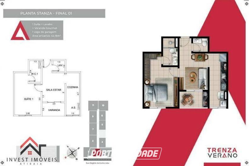 Apartamento &agrave; venda - 44m&sup2; - Atibaia Jardim
