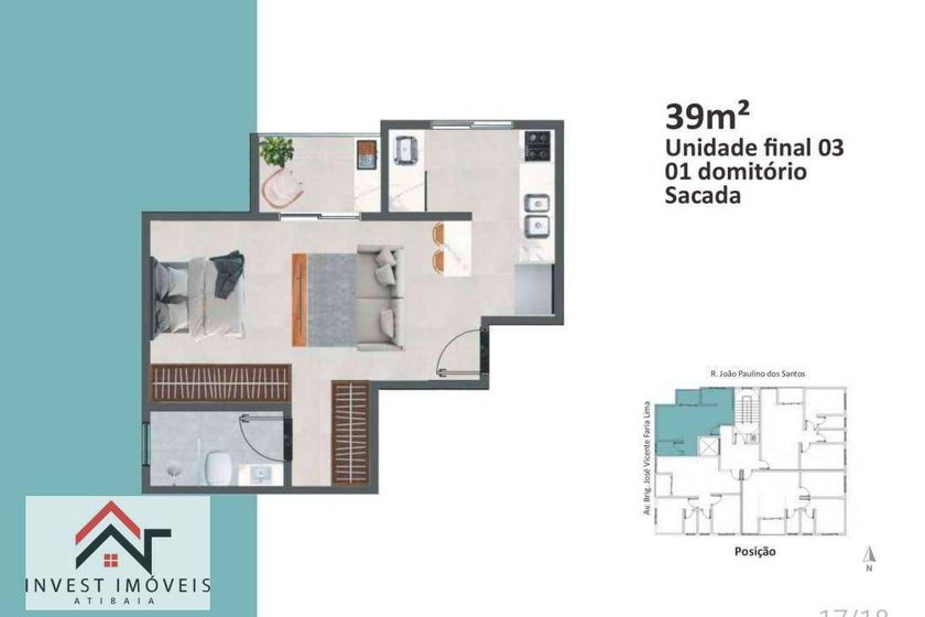 Apartamento &agrave; venda - 39m&sup2; - Centro