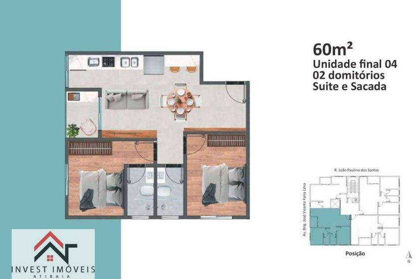 Apartamento &agrave; venda - 60m&sup2; - Centro