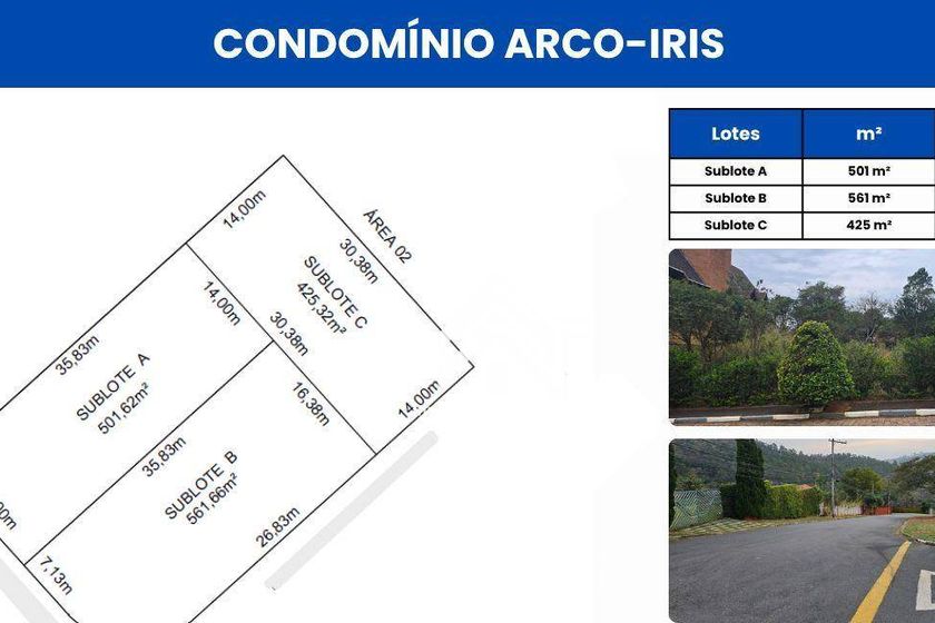 Terreno &agrave; venda - 425m&sup2; - Parque Arco Iris