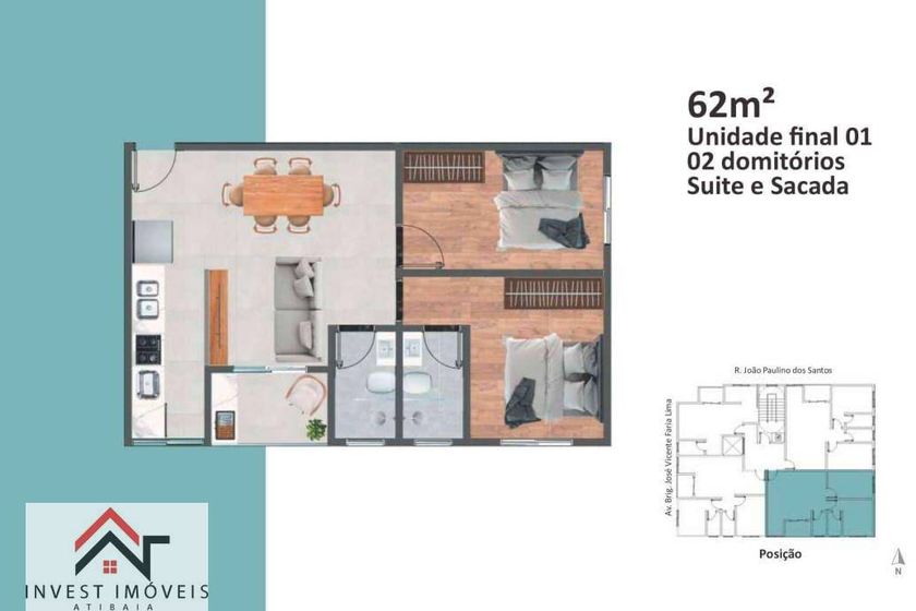 Apartamento &agrave; venda - 60m&sup2; - Centro