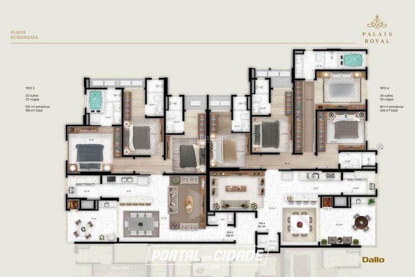 Apartamento &agrave; venda - 206m&sup2; - Perequ&ecirc;