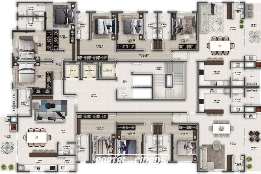 Apartamento &agrave; venda - 123m&sup2; - Meia Praia