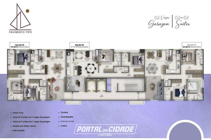 Apartamento &agrave; venda - 107m&sup2; - 