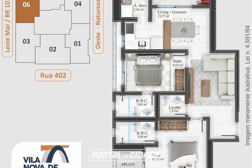 Apartamento &agrave; venda - 68m&sup2; - Morretes