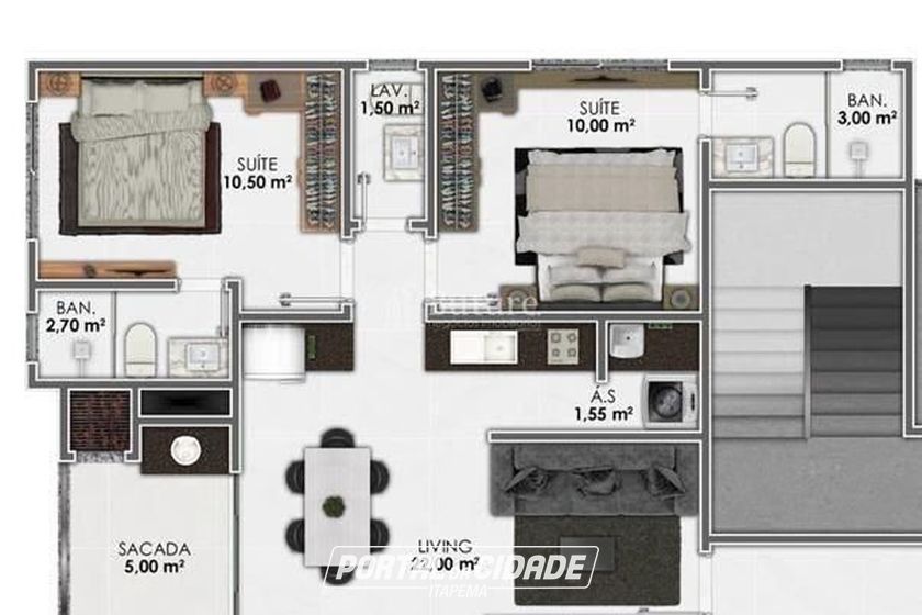 Apartamento &agrave; venda - 64m&sup2; - Morretes