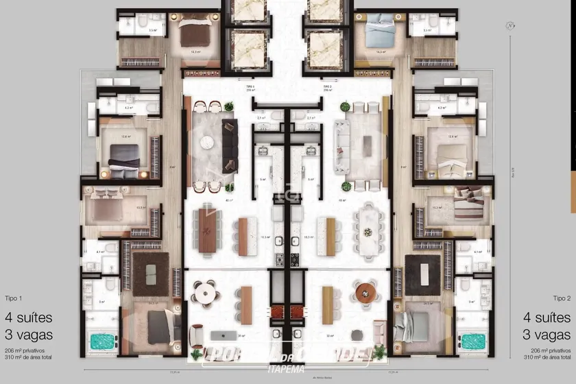 Apartamento &agrave; venda - 164m&sup2; - Centro