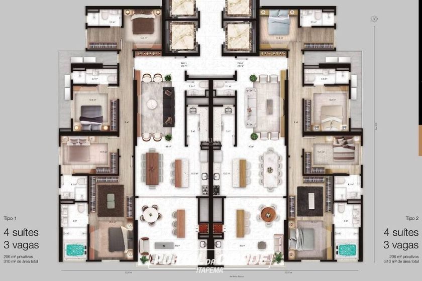 Apartamento &agrave; venda - 245m&sup2; - Centro