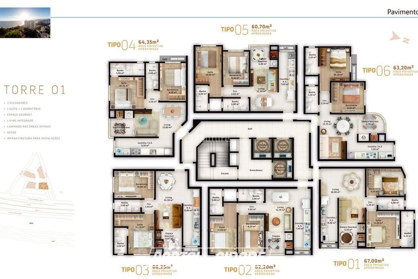 Apartamento &agrave; venda - 64m&sup2; - Morretes