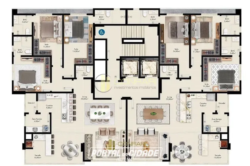 Apartamento &agrave; venda - 130m&sup2; - Meia Praia
