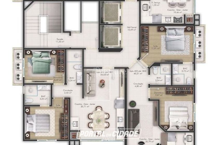 Apartamento &agrave; venda - 55m&sup2; - 
