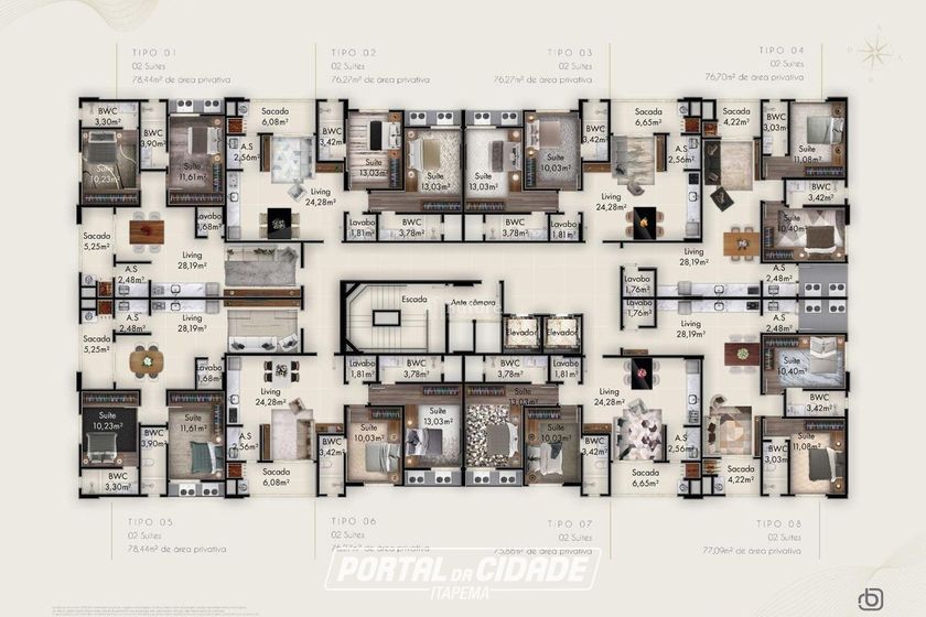 Apartamento &agrave; venda - 77m&sup2; - 