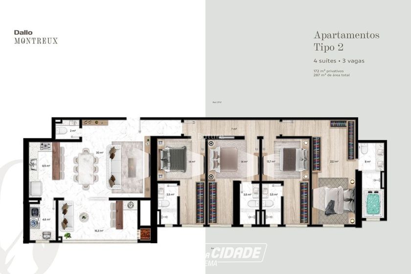 Apartamento &agrave; venda - 165m&sup2; - Centro