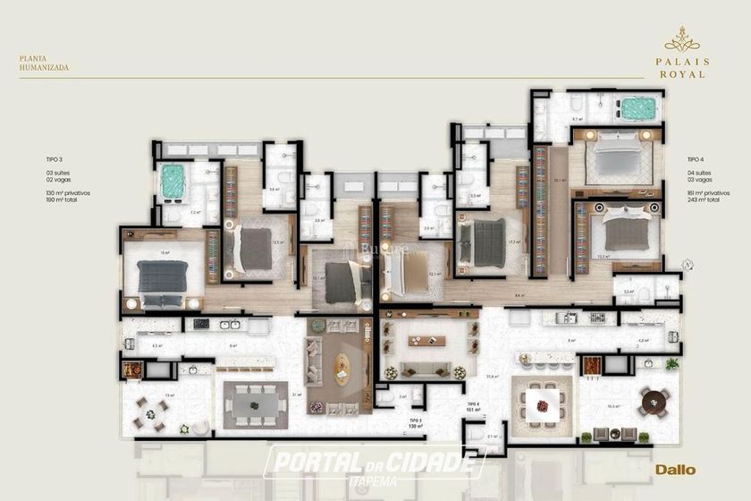 Apartamento &agrave; venda - 161m&sup2; - Perequ&ecirc;