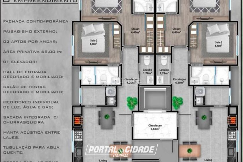 Apartamento &agrave; venda - 70m&sup2; - Morretes