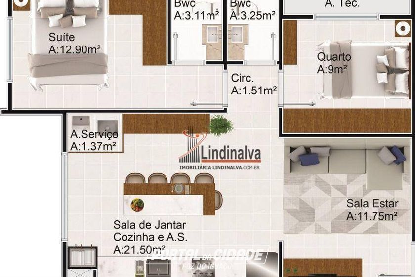 Apartamento &agrave; venda - 66m&sup2; - Jardim Cl&aacute;udia